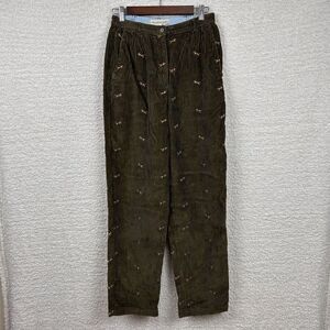 Vintage‎ David Brooks Pants 8 Green Corduroy Equestrian Embroidered Derby Riding